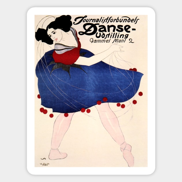 Danish Dancing Competition JOURNALISTFORBUNDETS Danse-Udstilling 1908 Event Poster Sticker by vintageposters